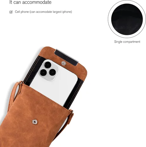 Vista 3 de Bolsos cruzados pequeños de cuero real para teléfono celular para mujer, bolso bandolera con soporte para tarjeta de crédito, bolso de hombro