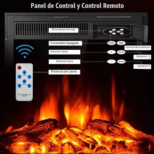 Vista 5 de Tangkula - Inserto de chimenea eléctrica de 22.5 pulgadas, calentador de chimenea eléctrica independiente y empotrado con control remoto, calentador