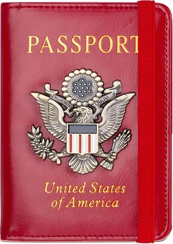 Vista 13 de Funda para pasaporte de alta calidad para viajes, con bloqueo RFID, delgada, duradera y apta para viajes, cartera para pasaporte mantiene tus