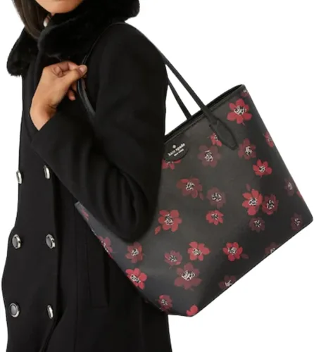 Vista 4 de Kate Spade Harper - Bolso de mano de piel, Negro Floral