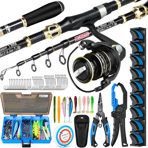Vista 10 de PLUSINNO Fishing Gear,Full Fishing Pole kit Include Fishing Rod and Reel Combo, Tackle Box with Fishing Lures, Fishing Accessories, Fishing