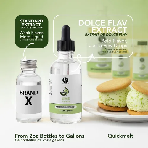 Vista 6 de Dolce Flav Extracto de lima natural – 2 onzas de Kosher soluble en aceite, sin azúcar, sabor concentrado a lima cítrica para dulces, chocolates
