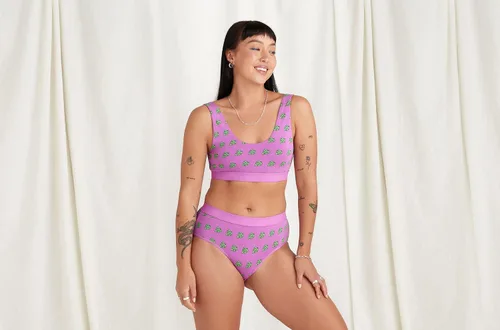 Vista 6 de MeUndies Bralette para mujer Brasier elástico de algodón con cuello en U Tela exclusiva de Tienda