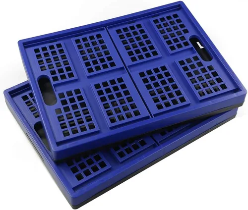 Vista 4 de Hespama Cajas plegables de 35 cuartos de galón, cesta plegable azul para leche, paquete de 2 Negro/Azul