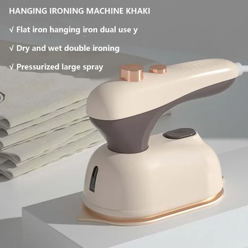 Vista 7 de Vaporizador de ropa de mano de hierro pequeño para ropa, plancha portátil con doble pulverizador, mini máquina de planchar para ropa, vaporizador