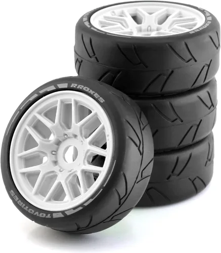 Vista 10 de Lifehead 1/8 Escala 4.055 in Diámetro Exterior RC Flat Track Car Rally Coche Neumáticos y llantas para HPI WR8 HSP Hobao ARRMA Redcat Losi Kyosho