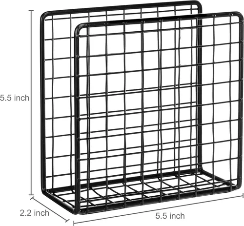 Vista 4 de Servilletero de pie de metal con diseño de rejilla de alambre, soporte de servilleta de cóctel de mesa de comedor vertical