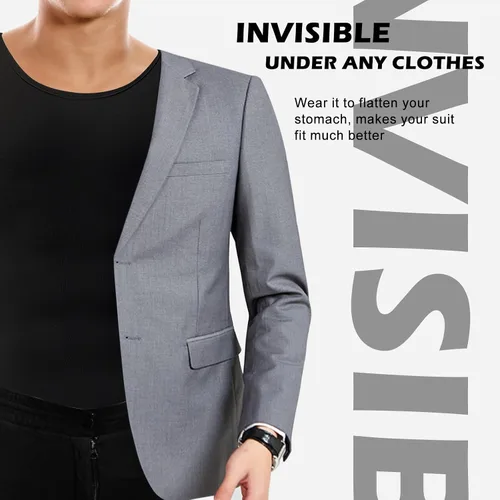 Vista 5 de Chaleco Adelgazante y Moldeador Corporal para Hombre, Camisetas de Compresión para Ginecomastia, Camisetas de Control Abdominal