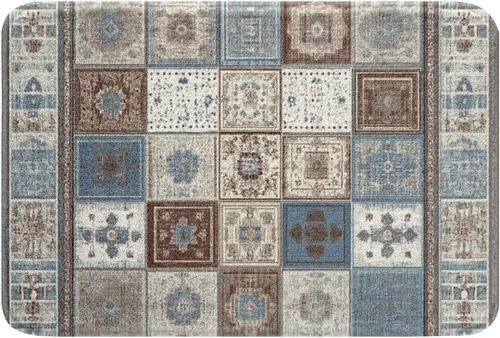Vista 16 de Erosebridal Alfombras de baño vintage art decó, alfombra de baño antideslizante con medallón oriental rojo, 16 x 24 pulgadas, estilo bohemio, turco