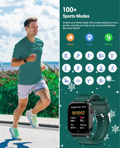 Vista 4 de SOUYIE Reloj inteligente con tema navideño 2025 para hombres y mujeres, Android iPhone, con llamada Bluetooth (respuesta/hacer llamada), rastreador