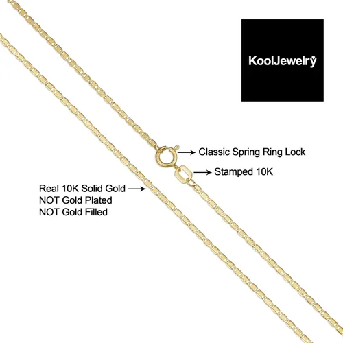 Vista 2 de Kooljewelry Tobillera de eslabones ovalados planos de oro amarillo de 10 k (0.047 in, 10 pulgadas)