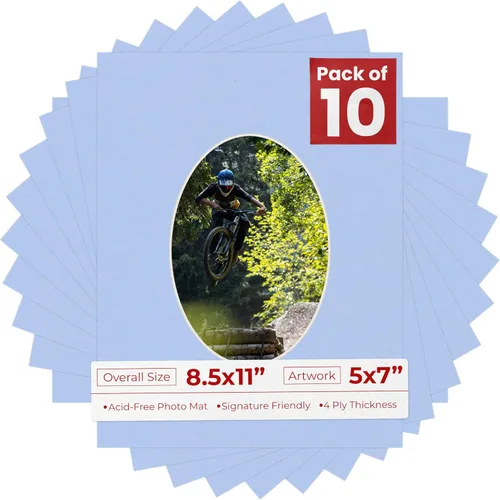 Vista 32 de Tapete de 8.5 x 11 pulgadas con corte biselado para fotos de 5 x 7 pulgadas – Apertura de tablero de fotos ovalada marrón roble envejecido