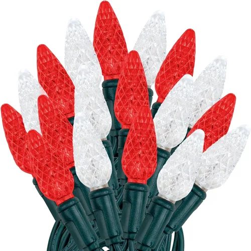 Vista 13 de Novelty Lights - Mini juego de 70 luces C6 LED de Navidad, serie de luces de grado comercial para exteriores, cable verde, 24 pies