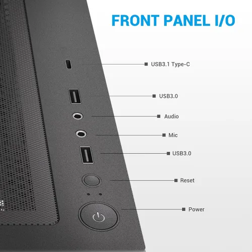 Vista 7 de SAMA V40 Mid Tower ATX Chasis – 6 × 120mm Ventiladores ARGB PWM Pre-Instalados, Paneles de Vidrio Templado Dual, Flujo de Aire Vertical, Diseño