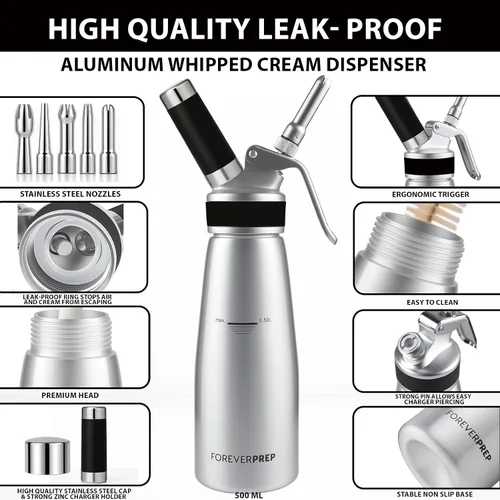 Vista 5 de Dispensador profesional de crema batida de aluminio 16.9 fl oz