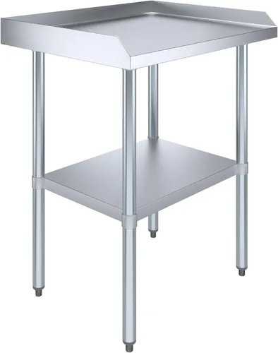 Vista 5 de AmGood Mesa de trabajo comercial con protector contra salpicaduras y protectores laterales contra salpicaduras Altura: 35" Mesa de preparación