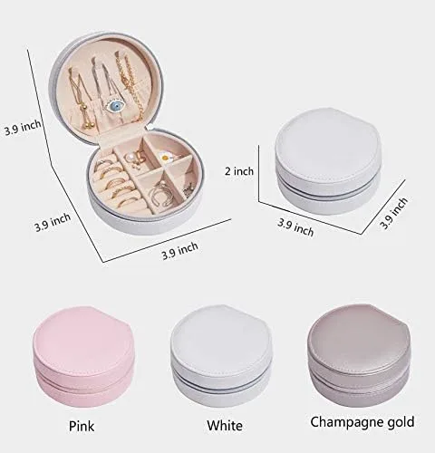 Vista 2 de NuAngela Joyero pequeño organizador de joyas de viaje, estuche portátil de piel sintética, soporte de joyería para mujeres y niñas, accesorios