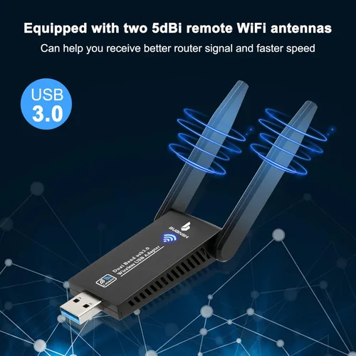 Vista 2 de Adaptador WiFi para PC de escritorio, antenas duales de 5Dbi de 1300 Mbps