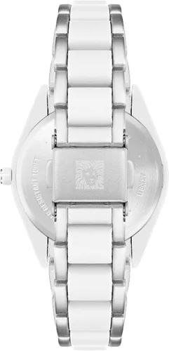 Vista 3 de Anne Klein Reloj de pulsera de plástico reciclado solar para mujer, AK3911, BlancoPlata, Japonés