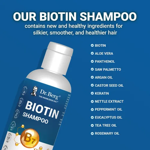 Vista 5 de Dr. Berg - Champú de biotina para hombres y mujeres (fórmula mejorada de alto rendimiento), probado y certificado de forma independiente, sin