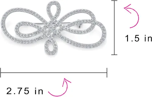 Vista 4 de Bling Jewelry Declaración grande pavé de boda nupcial cristal moda Gatsby Vintage Art Deco estilo bufanda broche broche para mujeres latón chapado
