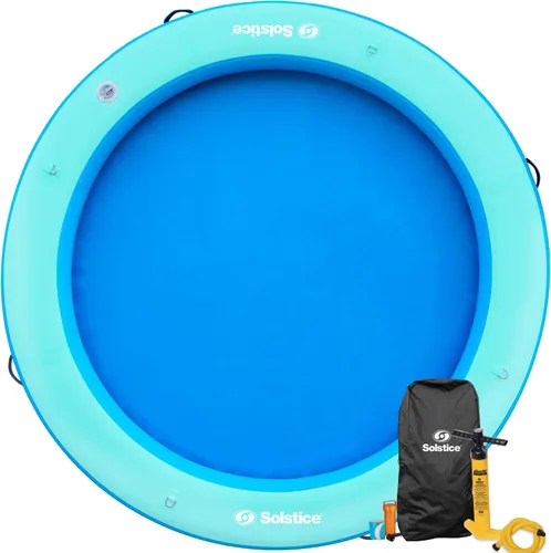 Vista 8 de SOLSTICE Circular Mesh Hangout Ring Inflatable Dock, Floating Water Raft Platform