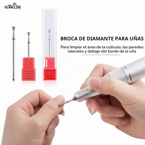 Vista 4 de Brocas de diamante cónico para preparación de uñas 3/32 vástago de broca limpiador de cutículas herramienta 010-035R