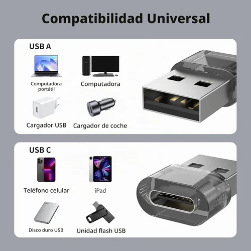 Vista 5 de Adaptador USB-A a USB-C paquete de 5 unidades, convertidor cargador USBC hembra a A macho, convertidor USB a USBC para iPhone 15 Plus Pro Max/Apple