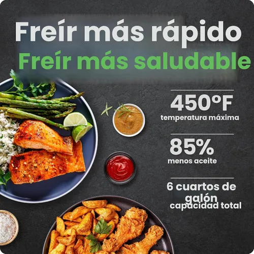 Vista 2 de CHEFMAN Horno freidora de aire de doble cesta de 6 cuartos con ventanas de fácil visión, acabado de sincronización, Hi-Fry, apagado automático, 2