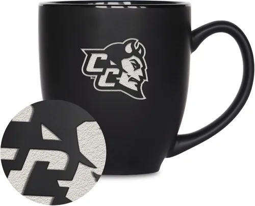Vista 77 de Rico Industries - Taza de cerámica mate negra con grabado láser estándar de 15oz para NCAA (escuelas T & U) - Para bebidas calientes o frías