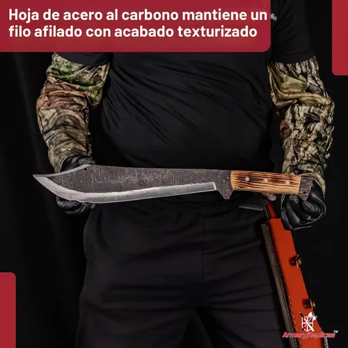 Vista 5 de Armory Replicas™ Into the Wild Full Tang High Carbon Steel Machete with Sheesham Handle & Leather Sheath
