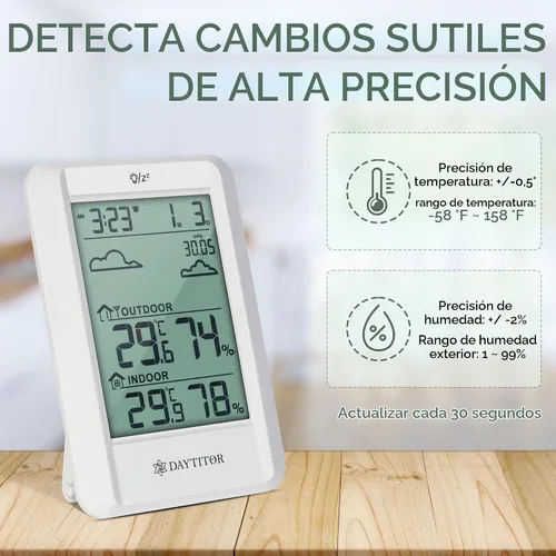 Vista 2 de Termómetro para exteriores, estación meteorológica inalámbrica