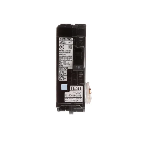 Vista 2 de Siemens Q115DF 15-amp Afci/Gfci disyuntor de función dual, US2:Q115DF