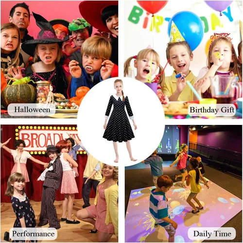 Vista 7 de GADZUX Disfraz de Halloween para niñas con peluca 3-13 años