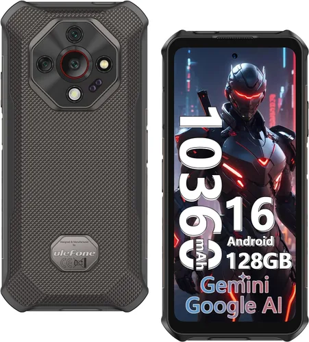Vista 10 de Ulefone Armor X16 - Teléfono inteligente resistente, sistema operativo Android 15, 10360mAh/33W, 12+128GB/2TB, cámara de 48MP+20MP+2MP+16MP, 6.56