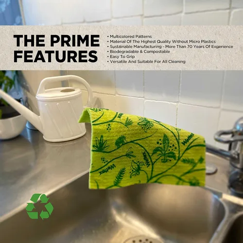 Vista 6 de Wettex El paquete original de 10 paños de cocina suecos para la cocina Reusable Paper Towels, Super Absorbent Sponge Cloths, Washable Dish Cloths