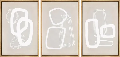 Vista 280 de SIGNWIN Lienzo enmarcado para pared, juego de arte neutro de bosque brumoso, ilustraciones en tono tierra, arte moderno, decorativo, bohemio