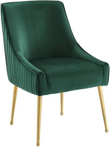Vista 6 de Modway Discern - Juego de 2 sillas de comedor tapizadas de terciopelo de alto rendimiento, con respaldo plisado, color gris