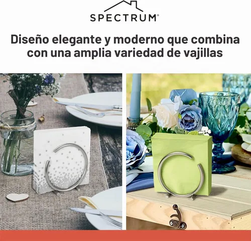 Vista 6 de Spectrum 50270 Euro servilletero redondo, Acero, Níquel Satinado, Total 1