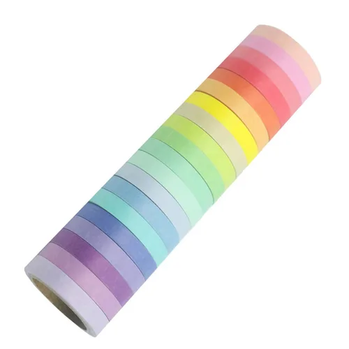 Vista 3 de Washi - Juego de 20 rollos de cinta adhesiva fina de 0.295 in de colores arcoíris para diario de viñetas, planificador, manualidades, álbumes
