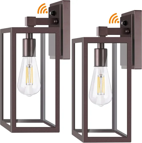 Vista 9 de Faroles de pared para exteriores de atardecer a amanecer, accesorios de pared con sensor para casa, lámpara de porche resistente al óxido, lámpara