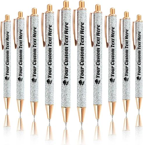 Vista 49 de 10 bolígrafos personalizados con purpurina, bolígrafos impresos personalizados a granel, bolígrafos retráctiles de tinta negra para graduación
