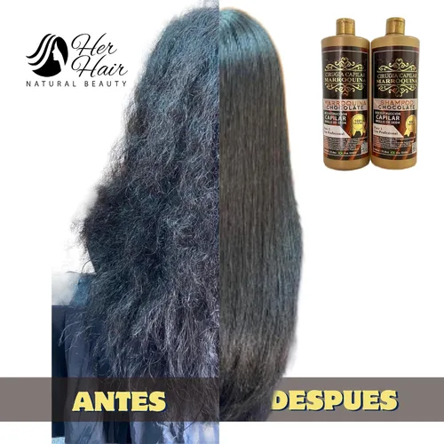 Vista 5 de Generic Ciruga Capilar Marroquina Chocolate 33.8 oz, Champú Chocolate 33.8 oz - Kit 2 Pasos para uso profesional, hidratación profunda, control