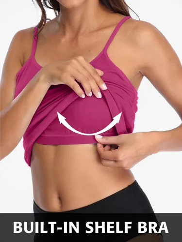 Vista 10 de Camisa Attraco de algodón, con tirantes estilo espagueti, con brasier incorporado, 2 paquetes, para mujer