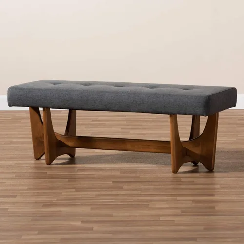 Vista 8 de Baxton Studio Bancos, talla única, gris oscuro/nogal Gris oscuro/marrón nogal