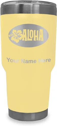 Vista 40 de LaserGram Taza aislada al vacío de 20 onzas, Aloha, grabado personalizado incluido (negro) Engraved Gift, Vacuum Insulated Stainless Steel, Laser