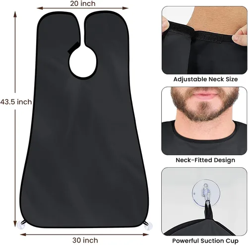 Vista 7 de Recogedor de babero para barba, atrapador de pelo de barba para fregadero, regalos de cumpleaños para hombres, él novio, capa de barba antiadherente