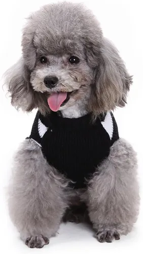 Vista 2 de Suéter de dos patas de algodón acanalado para Halloween, cuello alto a rayas alces estampado de Navidad para Teddy, Chihuahua, Shih Tzu, Yorkshire