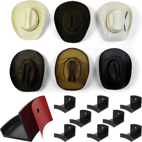 Vista 14 de Modern JP - Ganchos adhesivos para colgar sombreros en la pared (6 unidades) - Perchero para sombreros de vaquero, organizador para sombreros de ala