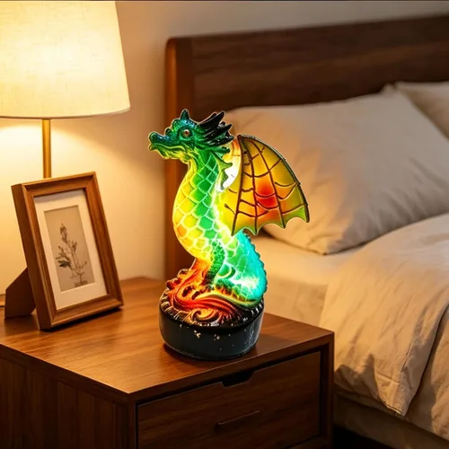 Vista 2 de Lámpara 3D de Animales, Lámpara de Luz Nocturna de Animales de Vidrio Emplomado Retro, Lámpara de Mesa de Animales Vintage, Lámparas de Animales